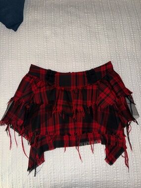 Y2K Hot Topic mall goth punk red‎ plaid pleated schoolgirl mini skirt M